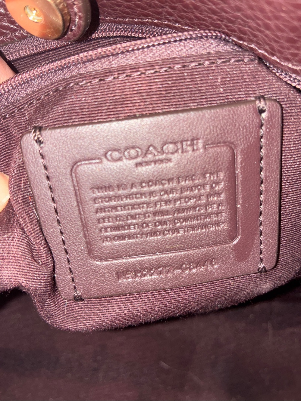 Coach C8448 Dempsey Burgundy and Cream Signature Stripe Satchel - Picture 7 of 8